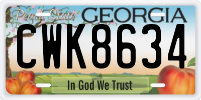 GA license plate CWK8634