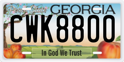 GA license plate CWK8800