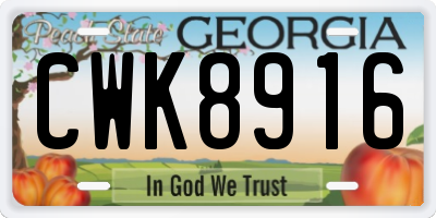 GA license plate CWK8916