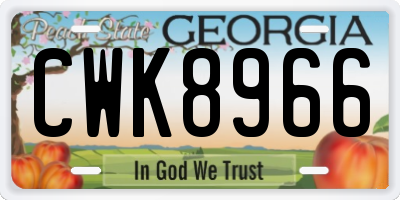 GA license plate CWK8966