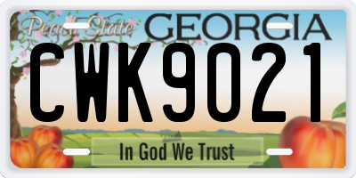 GA license plate CWK9021