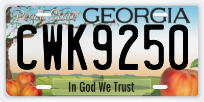 GA license plate CWK9250