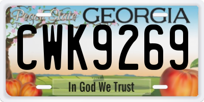 GA license plate CWK9269