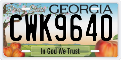 GA license plate CWK9640