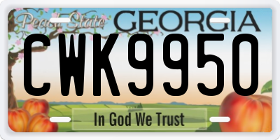 GA license plate CWK9950