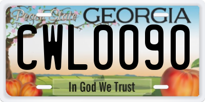 GA license plate CWL0090