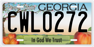 GA license plate CWL0272