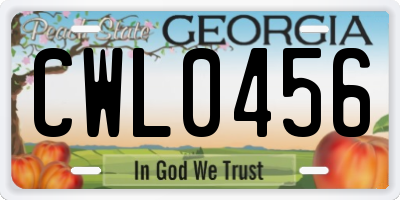 GA license plate CWL0456