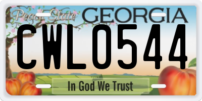 GA license plate CWL0544