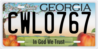 GA license plate CWL0767
