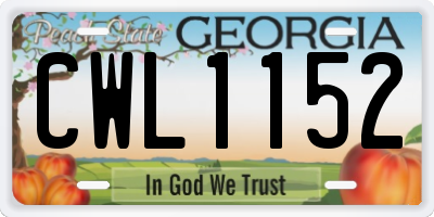 GA license plate CWL1152