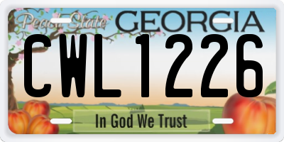 GA license plate CWL1226
