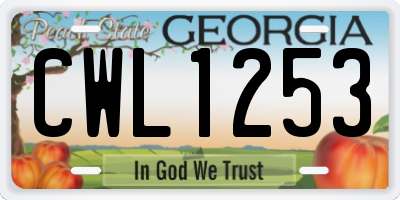 GA license plate CWL1253