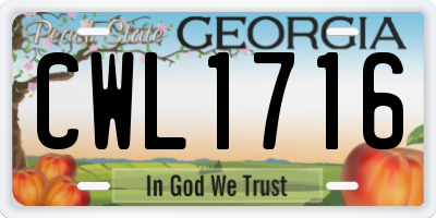GA license plate CWL1716