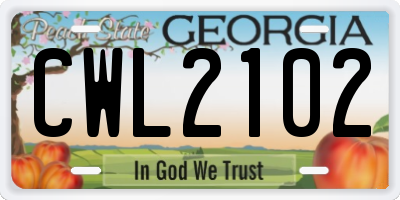 GA license plate CWL2102