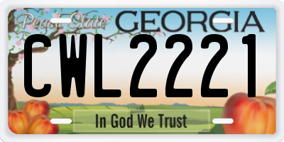 GA license plate CWL2221