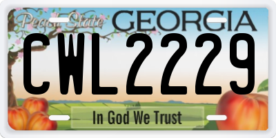 GA license plate CWL2229
