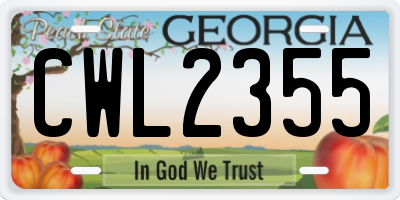 GA license plate CWL2355