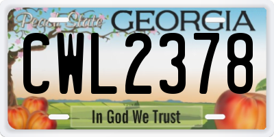 GA license plate CWL2378