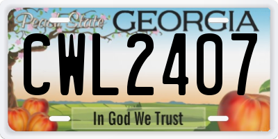 GA license plate CWL2407