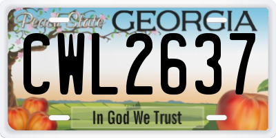 GA license plate CWL2637