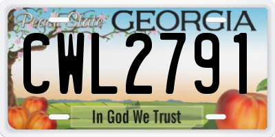 GA license plate CWL2791