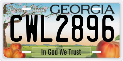 GA license plate CWL2896