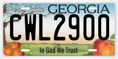 GA license plate CWL2900