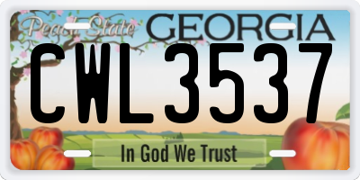 GA license plate CWL3537
