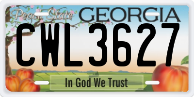 GA license plate CWL3627