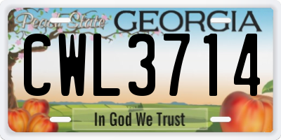 GA license plate CWL3714