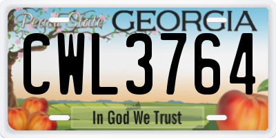 GA license plate CWL3764
