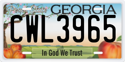 GA license plate CWL3965