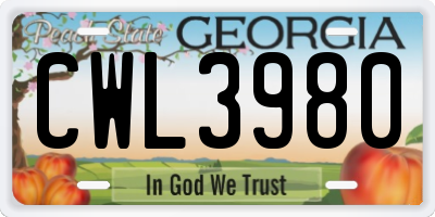 GA license plate CWL3980