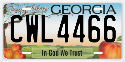 GA license plate CWL4466