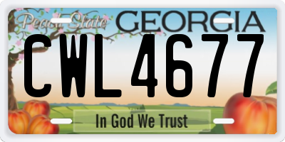 GA license plate CWL4677
