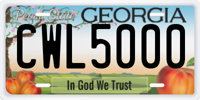 GA license plate CWL5000