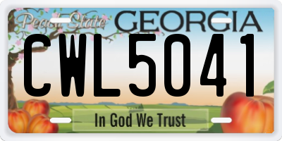 GA license plate CWL5041