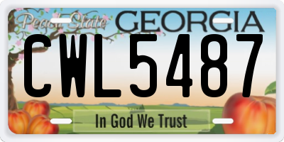 GA license plate CWL5487