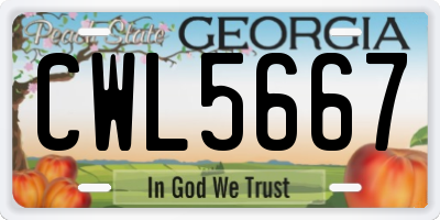 GA license plate CWL5667