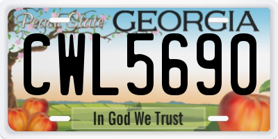 GA license plate CWL5690