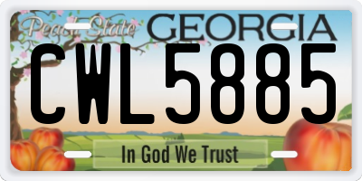 GA license plate CWL5885