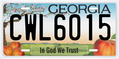 GA license plate CWL6015