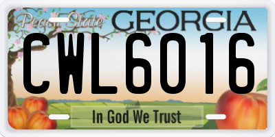 GA license plate CWL6016
