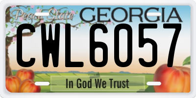 GA license plate CWL6057