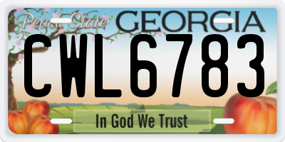 GA license plate CWL6783