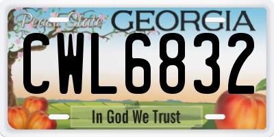 GA license plate CWL6832
