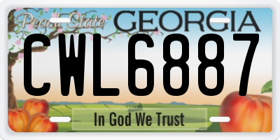 GA license plate CWL6887