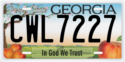 GA license plate CWL7227