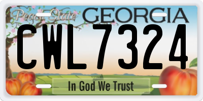 GA license plate CWL7324